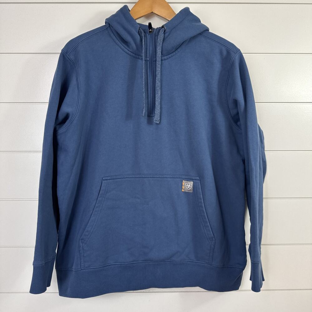 Ariat Rebar Skill Set 1/2 Zip Hoodie Sweatshirt Blue sz XL